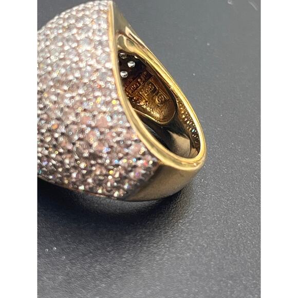 Designer Sterling Silver Vermeil Cubic Zirconia Cocktail Dome Ring Sz 6.5 - Picture 10 of 15